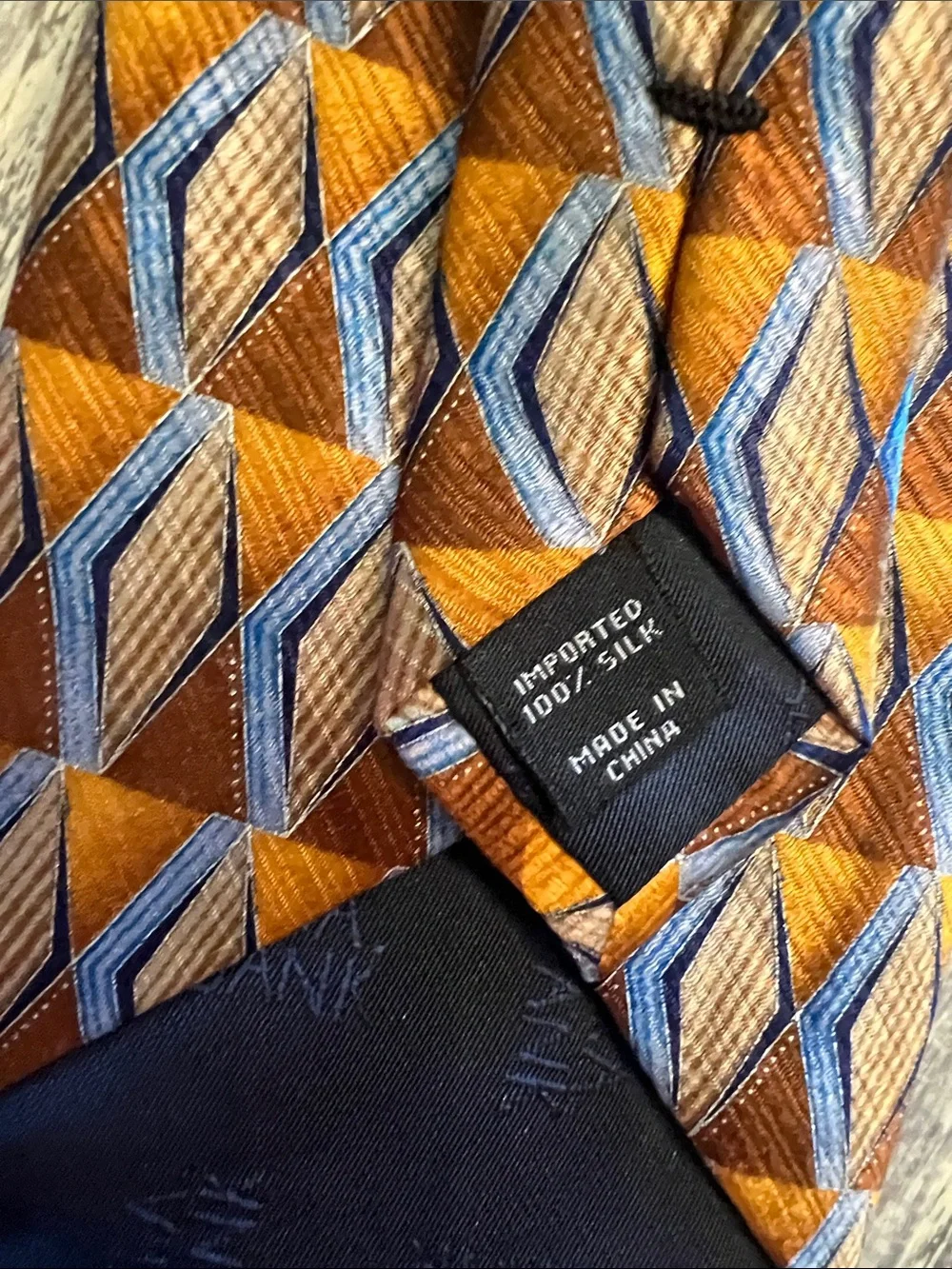 Assorted Men's Blue Patterned Silk and Polyester Ties. Set of 4